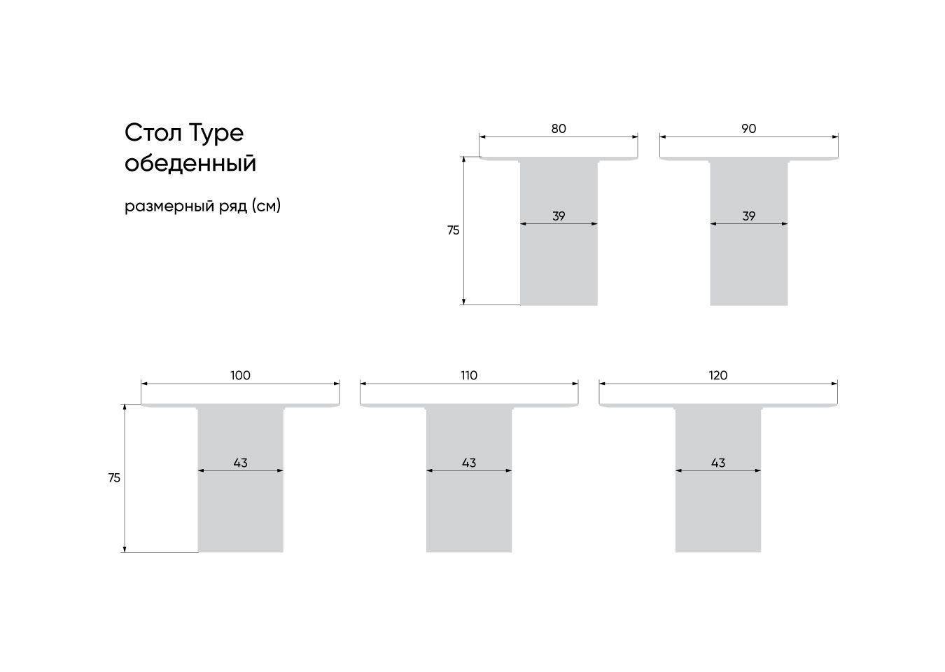 Стол обеденный Type D 110 см основание D 43 см (серый)