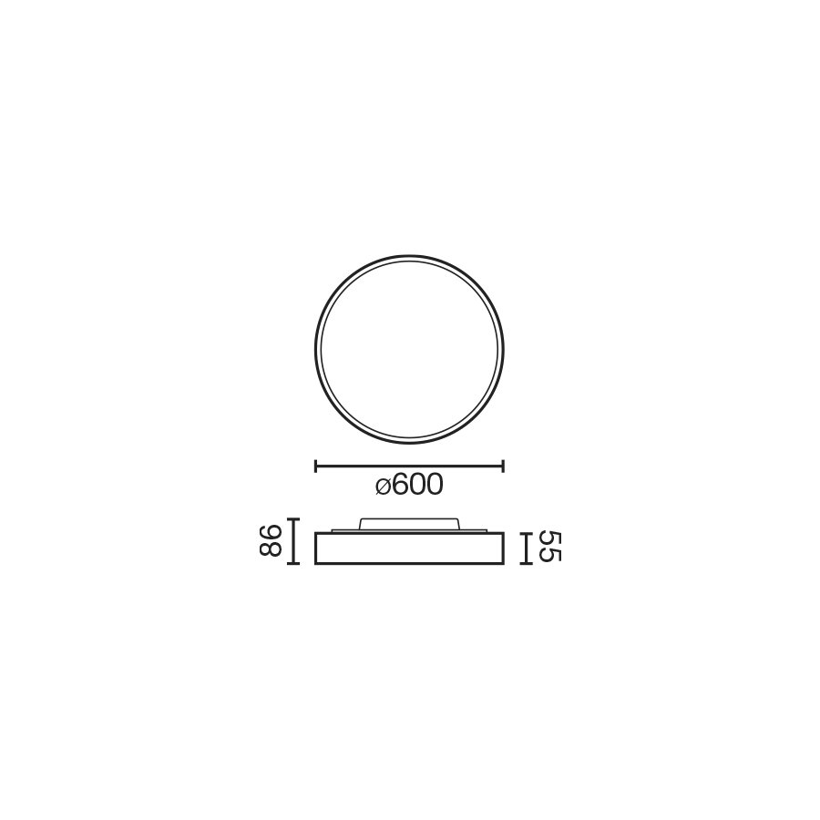 Потолочный светильник Domio Ш600 43W черный PRISM 4000K CRI80 CASAMBI