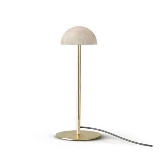 Настольная лампа Dussa золотой металл / травертин