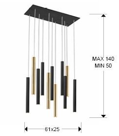 Подвесной светильник Varas 11L черный/золотой DIM