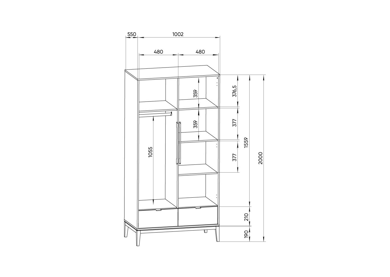 Шкаф Fjord 2-х створчатый (белый)