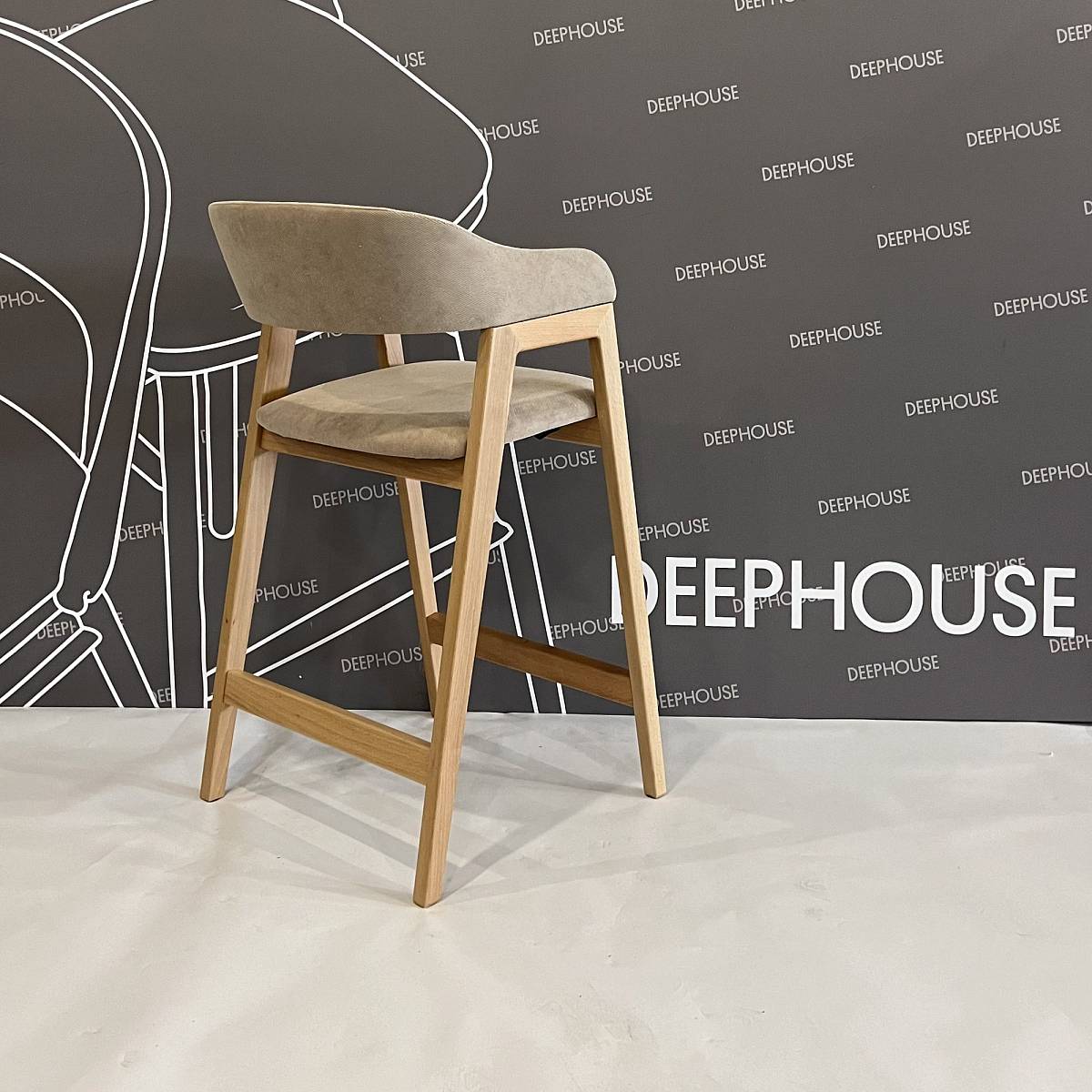 Стул Челси барный бежевая ткань (Ophelia) массив бука (натуральный)