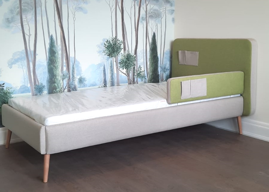 Кровать подростковая Soft (бежевый/зеленый) 90*200 см