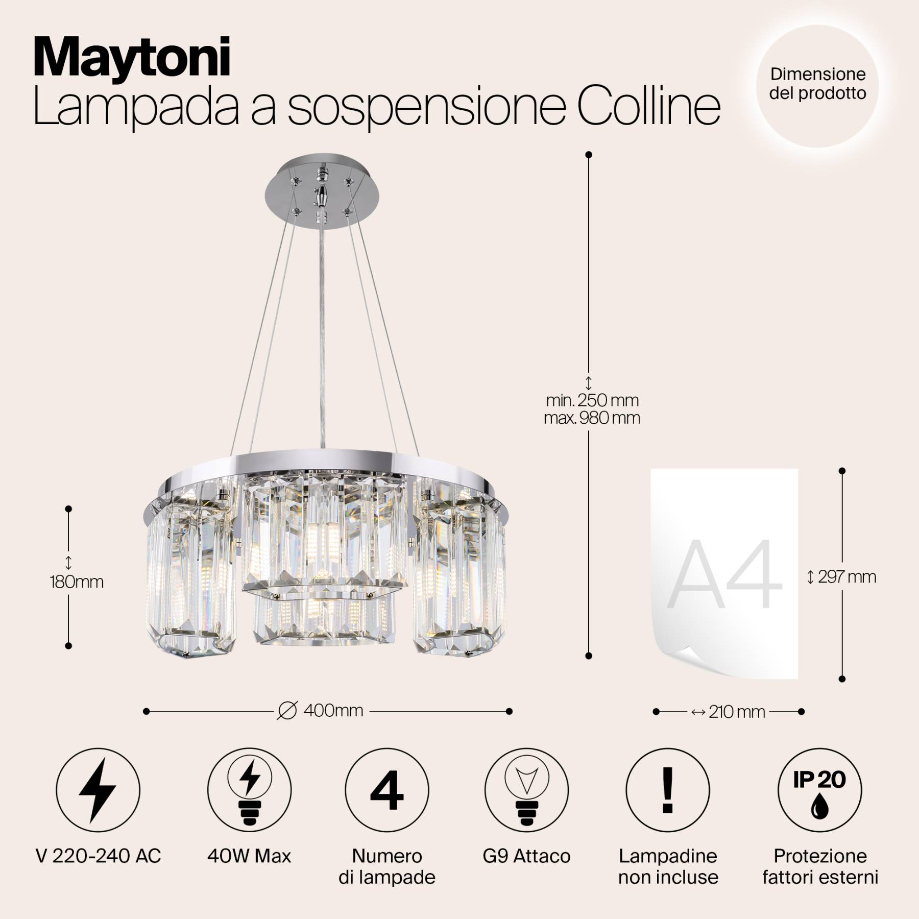 Подвесная люстра Maytoni Colline MOD083PL-04CH