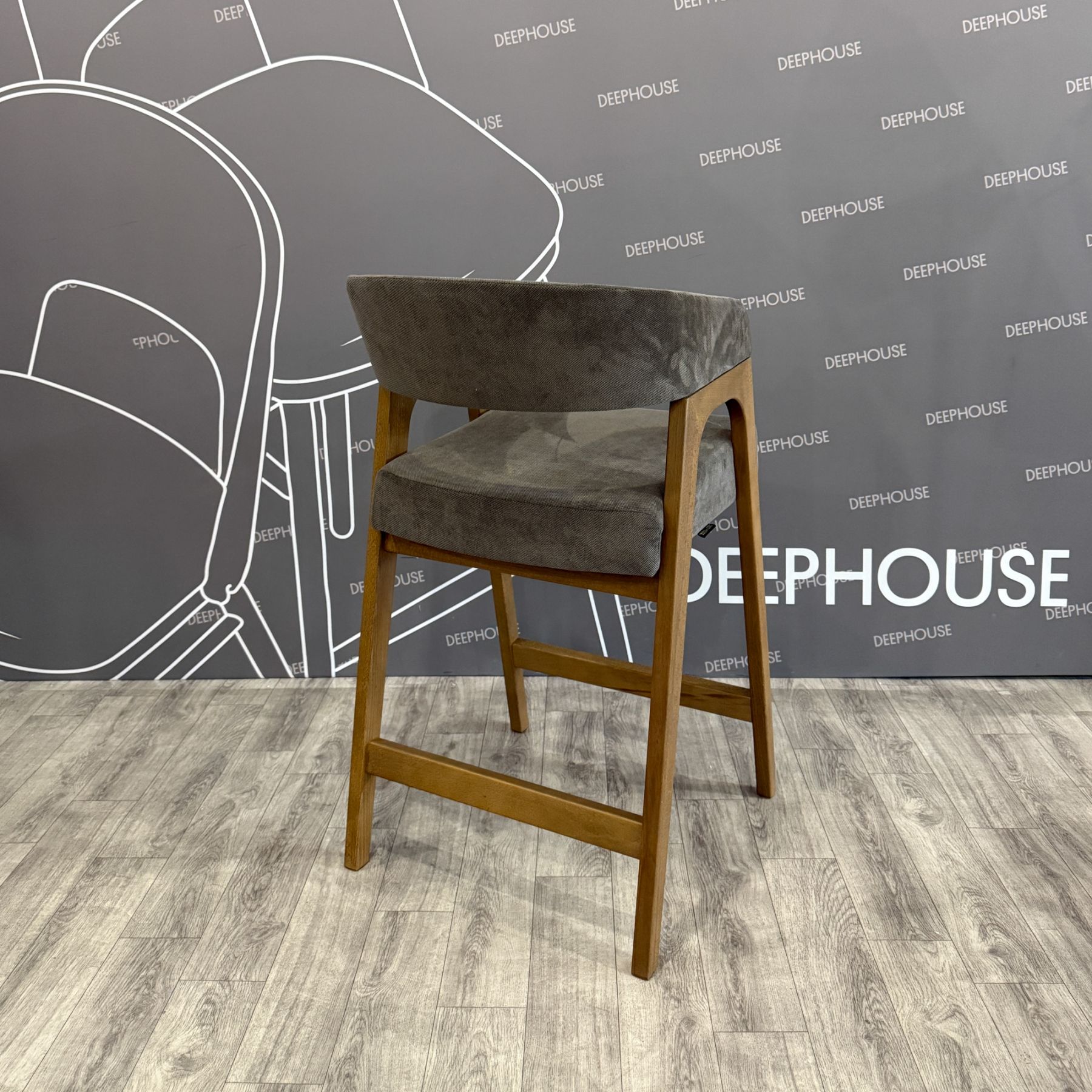 Стул Берн барный серо-коричневая ткань массив бука (терра)