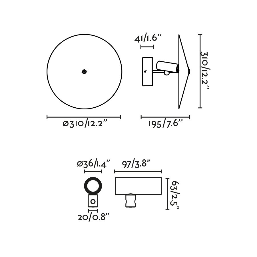 Настенный светильник CLAP черный LED 6W 3000K 38° C/PLAT S