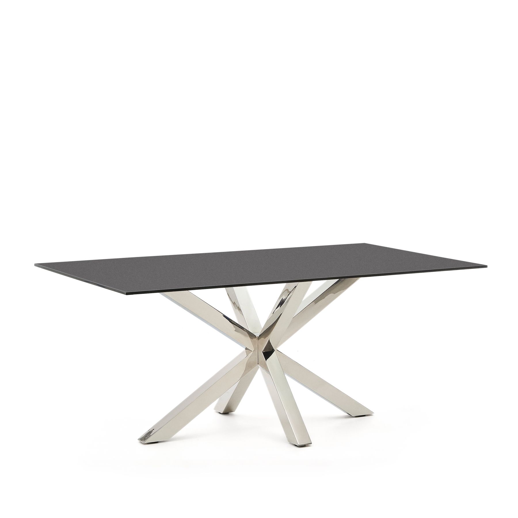 Стол Argo из матового черного стекла и ножками из нержавеющей стали 180 x 100 см