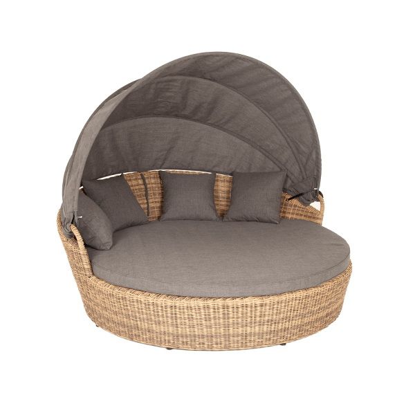 &quot;Стильяно&quot; плетеная кровать круглая, цвет соломенный