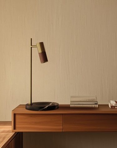 Настольная лампа Tura C коричневая кожа/золотой металл