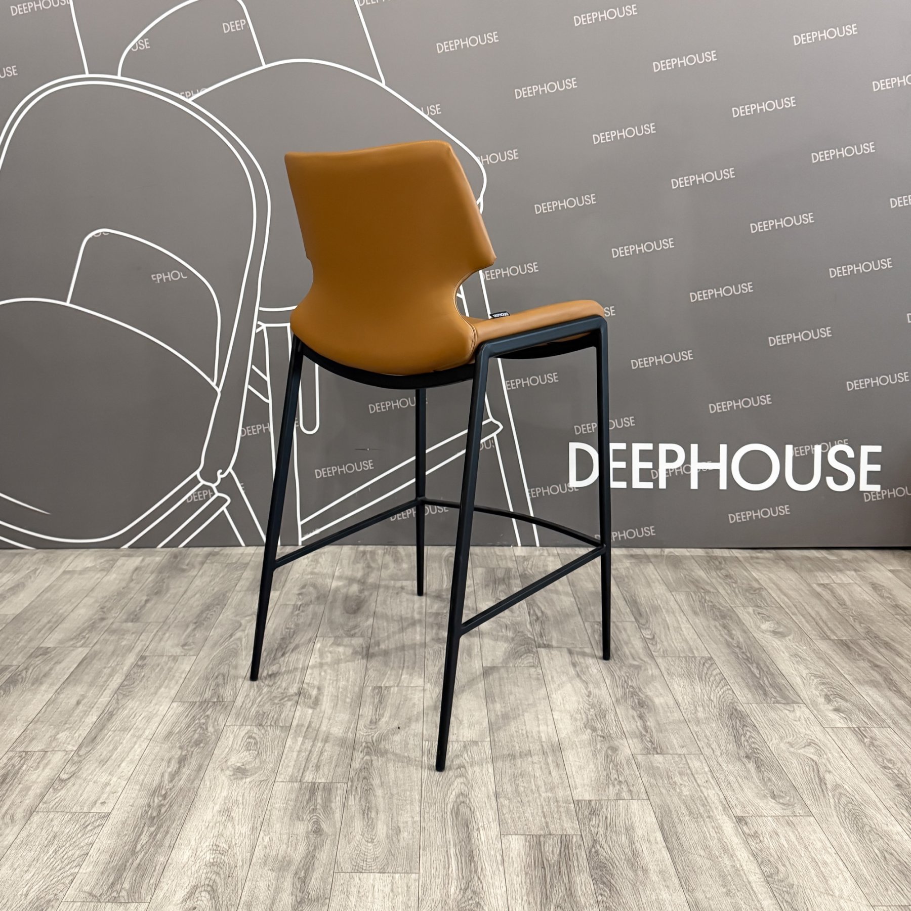 Стул Бремен барный коричневая экокожа ножки черные