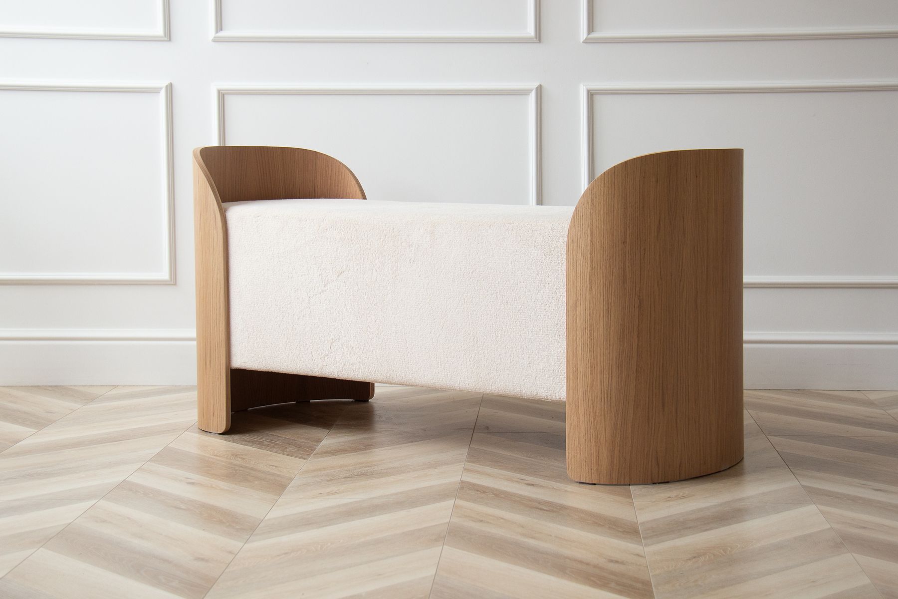 Банкетка Lagom 2 120 см (молочный, натуральный дуб)