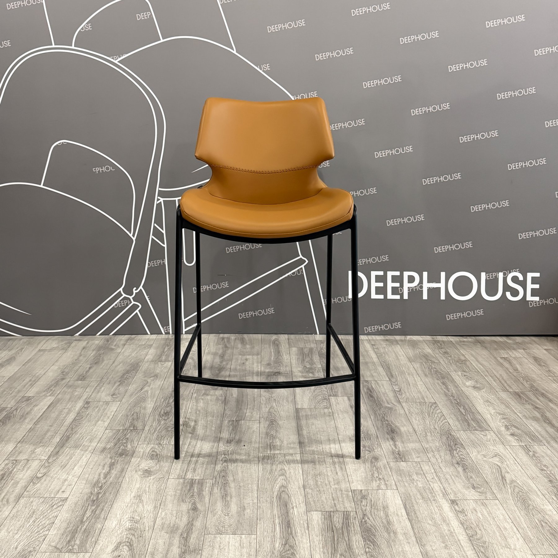 Стул Бремен барный коричневая экокожа ножки черные