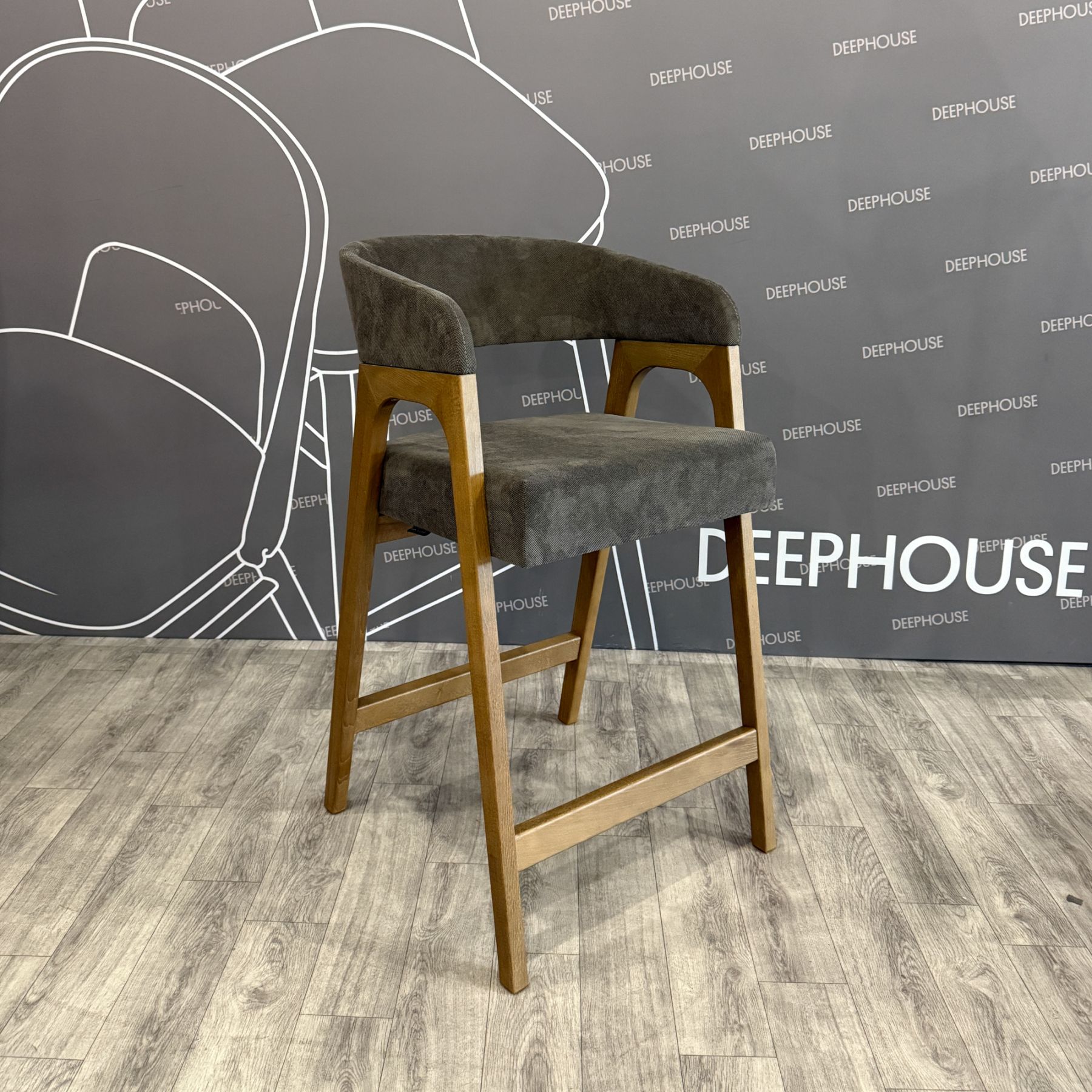 Стул Берн барный серо-коричневая ткань массив бука (терра)