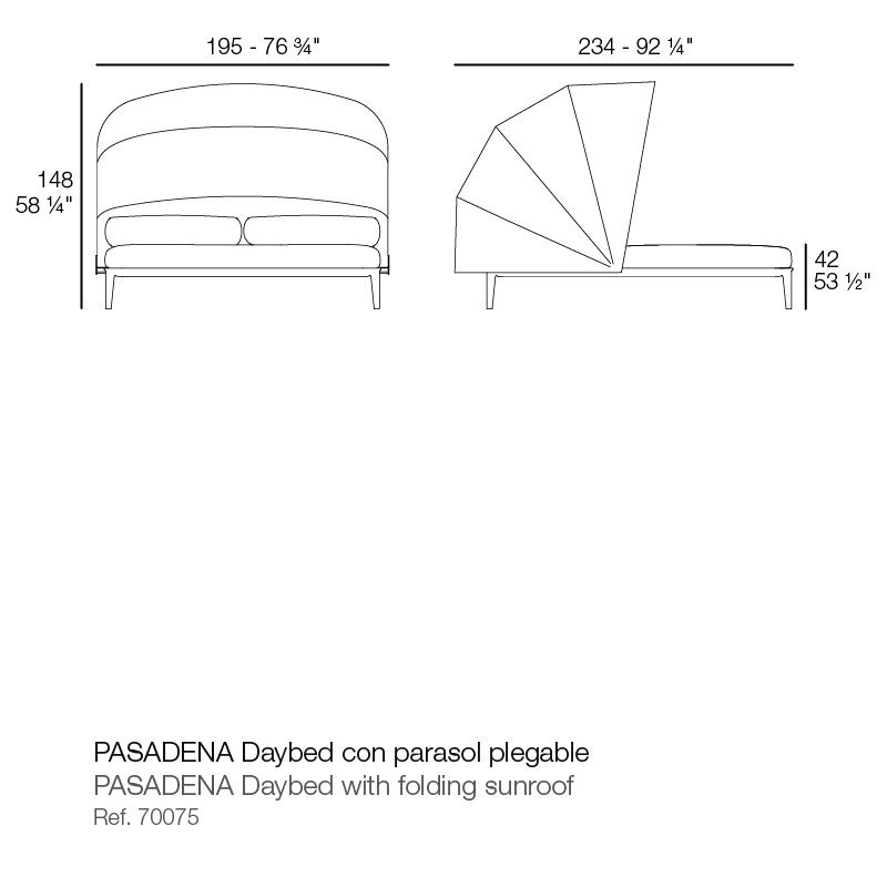 Уличный двойной шезлонг Pasadena с солнцезащитным козырьком