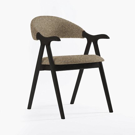 Стул Бурбон коричневая ткань массив ясеня (черный лак)