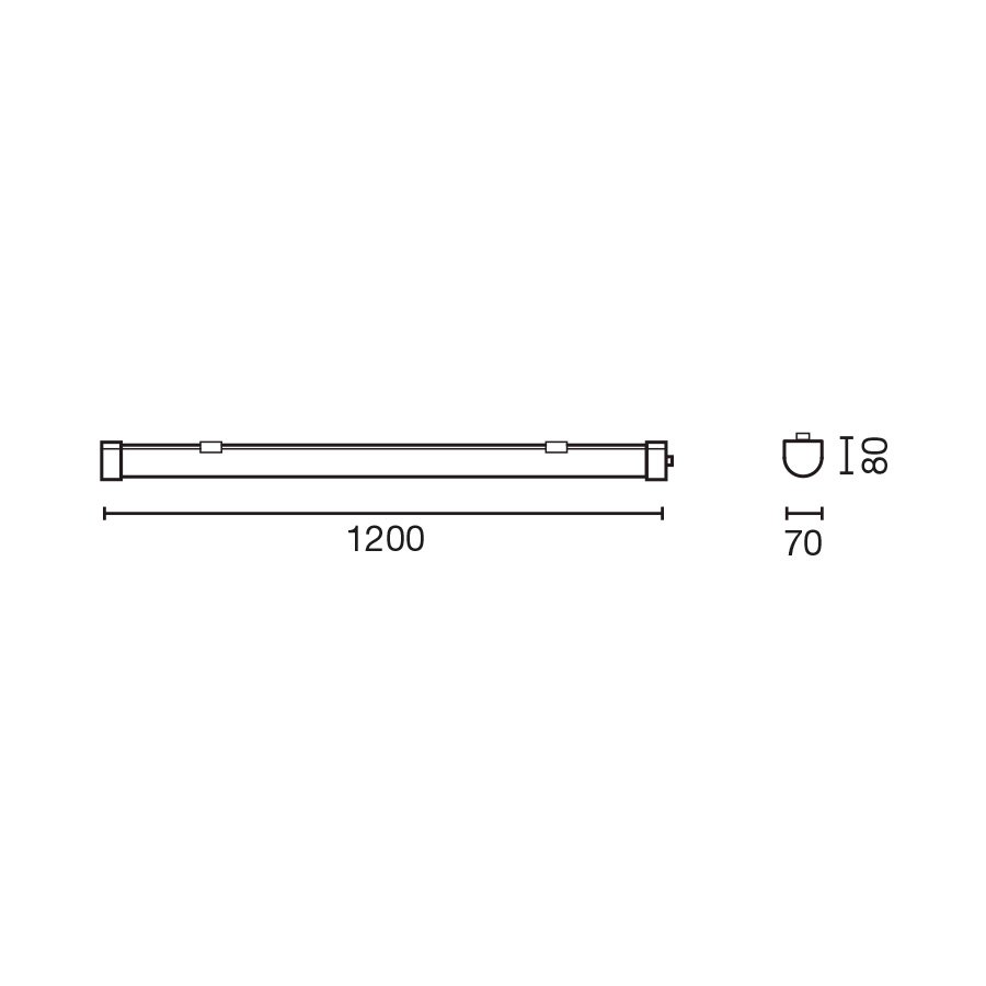 Потолочный светильник PROOFLINE ESTANCA 1200mm 45W 3000K CRI80 IP65