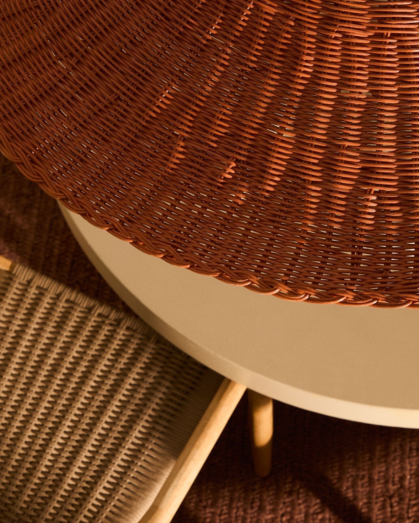 Bladia Абажур из ротанга с терракотовой отделкой Ø90 см