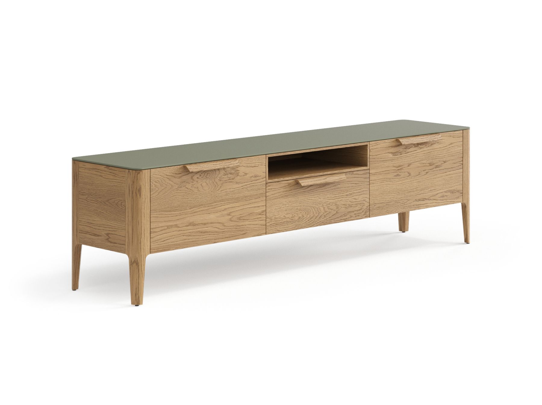 ТВ тумба Piega в цвете дуб мускатный матовый и типом столешницы Супер-матовый оливковый темный (ХДФ)