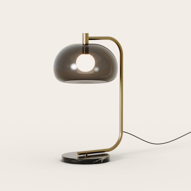 Настольная лампа Cloud серое стекло/золотой металл