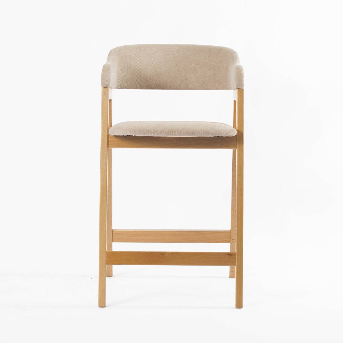 Стул Челси барный бежевая ткань (Ophelia) массив бука (натуральный)