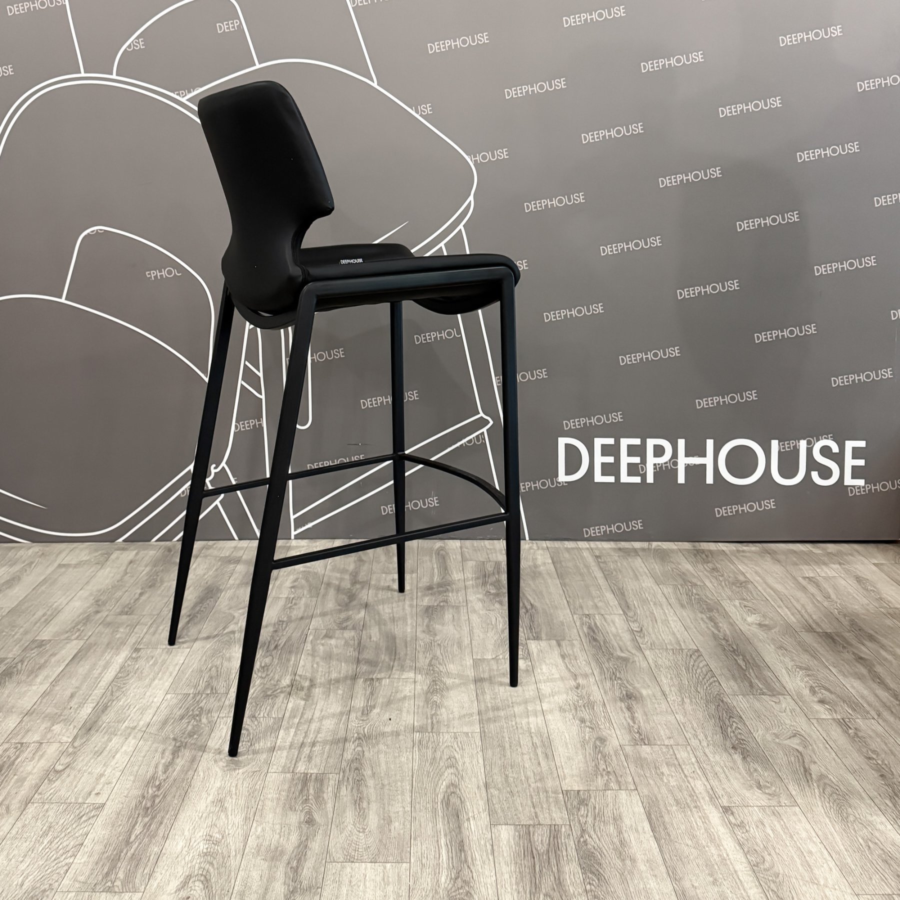 Стул Бремен барный черная экокожа ножки черные