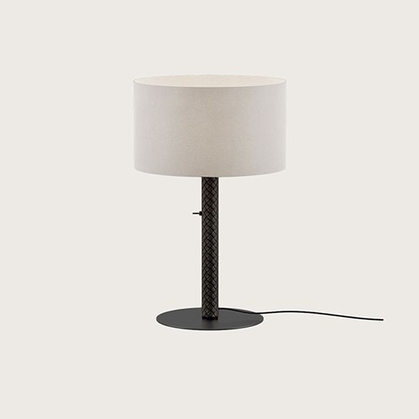 Настольная лампа Coco S1342 черный металл/черная кожа с абажуром 801011/35