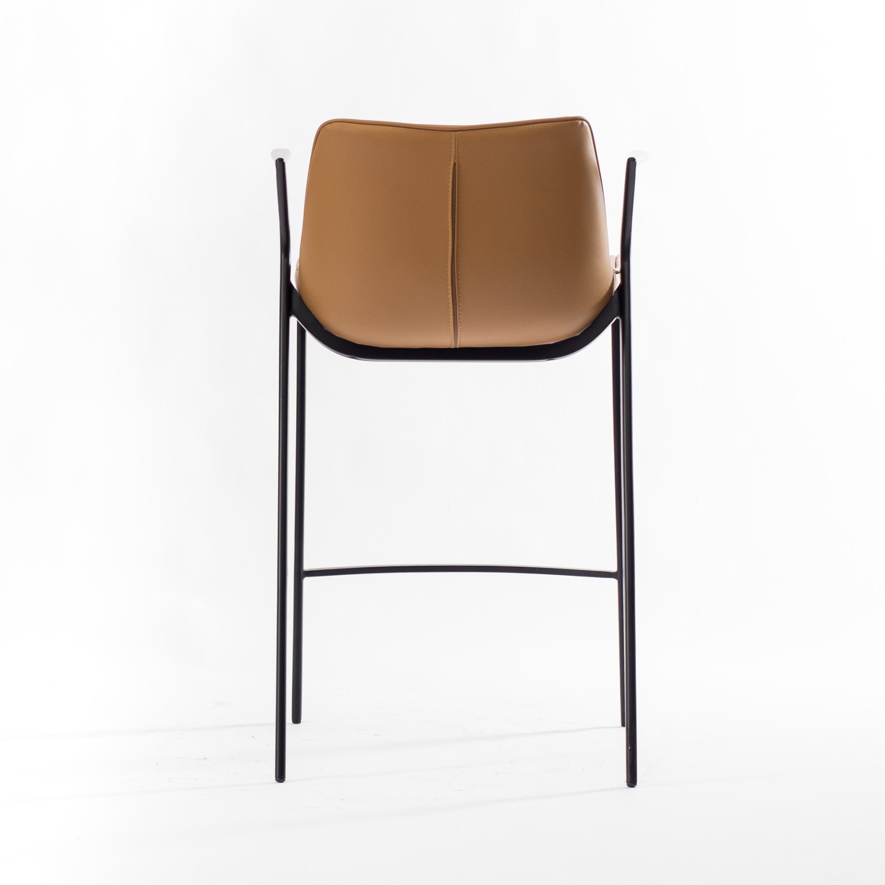 Стул Эссен барный светло-коричневая экокожа ножки черные