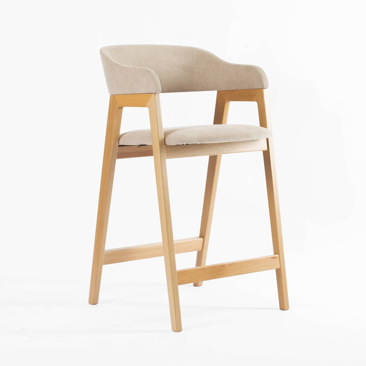Стул Челси барный бежевая ткань (Ophelia) массив бука (натуральный)