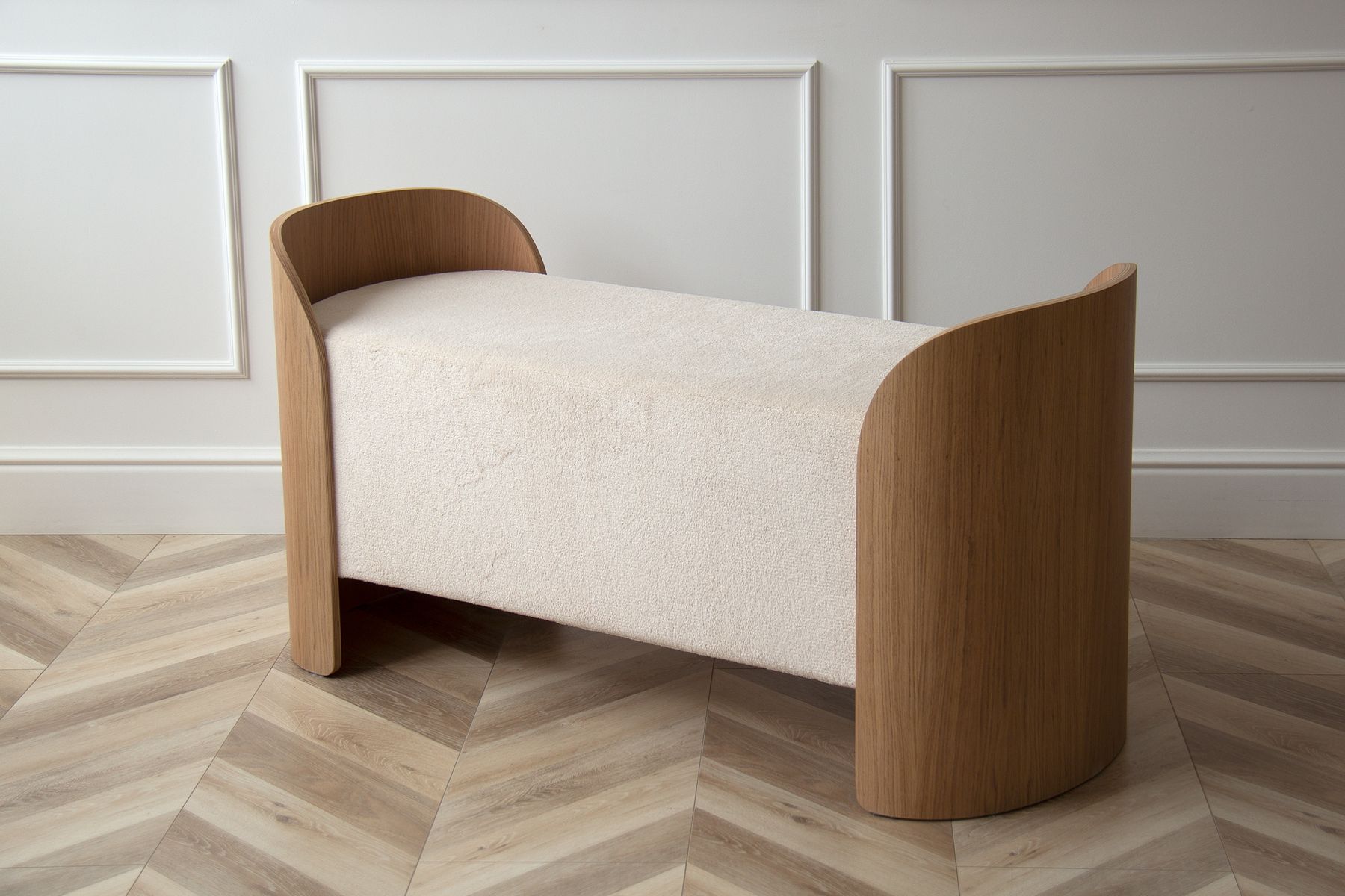 Банкетка Lagom 2 120 см (молочный, натуральный дуб)