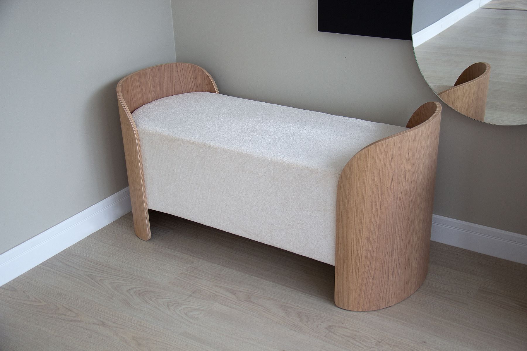 Банкетка Lagom 2 120 см (молочный, натуральный дуб)