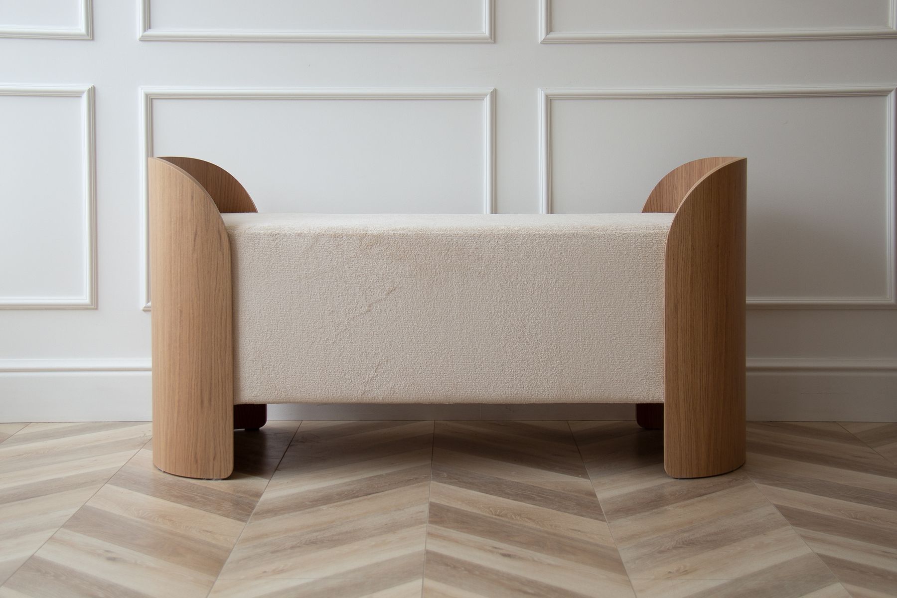 Банкетка Lagom 2 120 см (молочный, натуральный дуб)