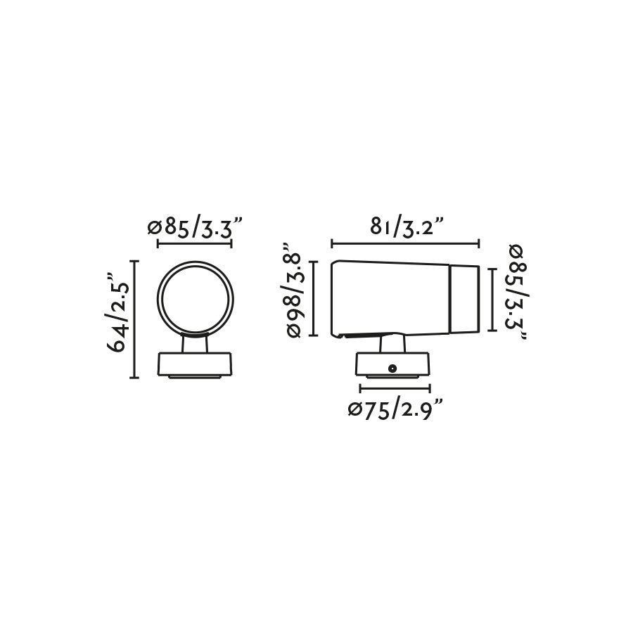 Проектор PUK черный Ш85 LED 25W 3000K 50°