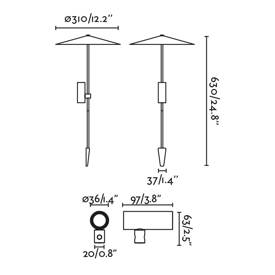 Ландшафтный светильник CLAP черный 630 LED 6W 3000K 38° C/PLAT S 24