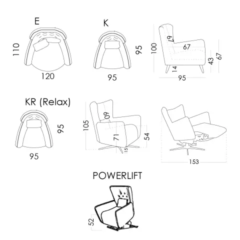 Кресло-реклайнер Sillon "KR" Relax отделка Velsatis 37