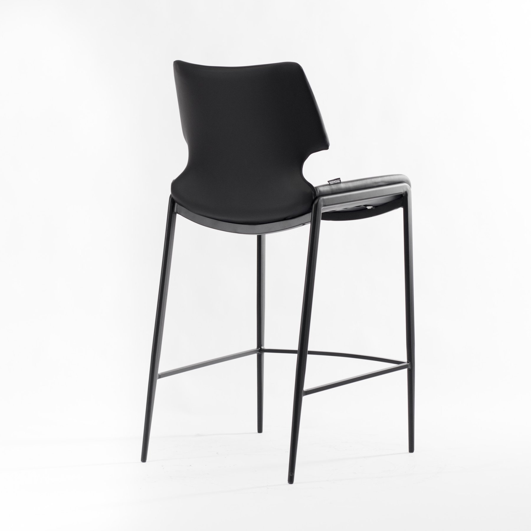 Стул Бремен барный черная экокожа ножки черные