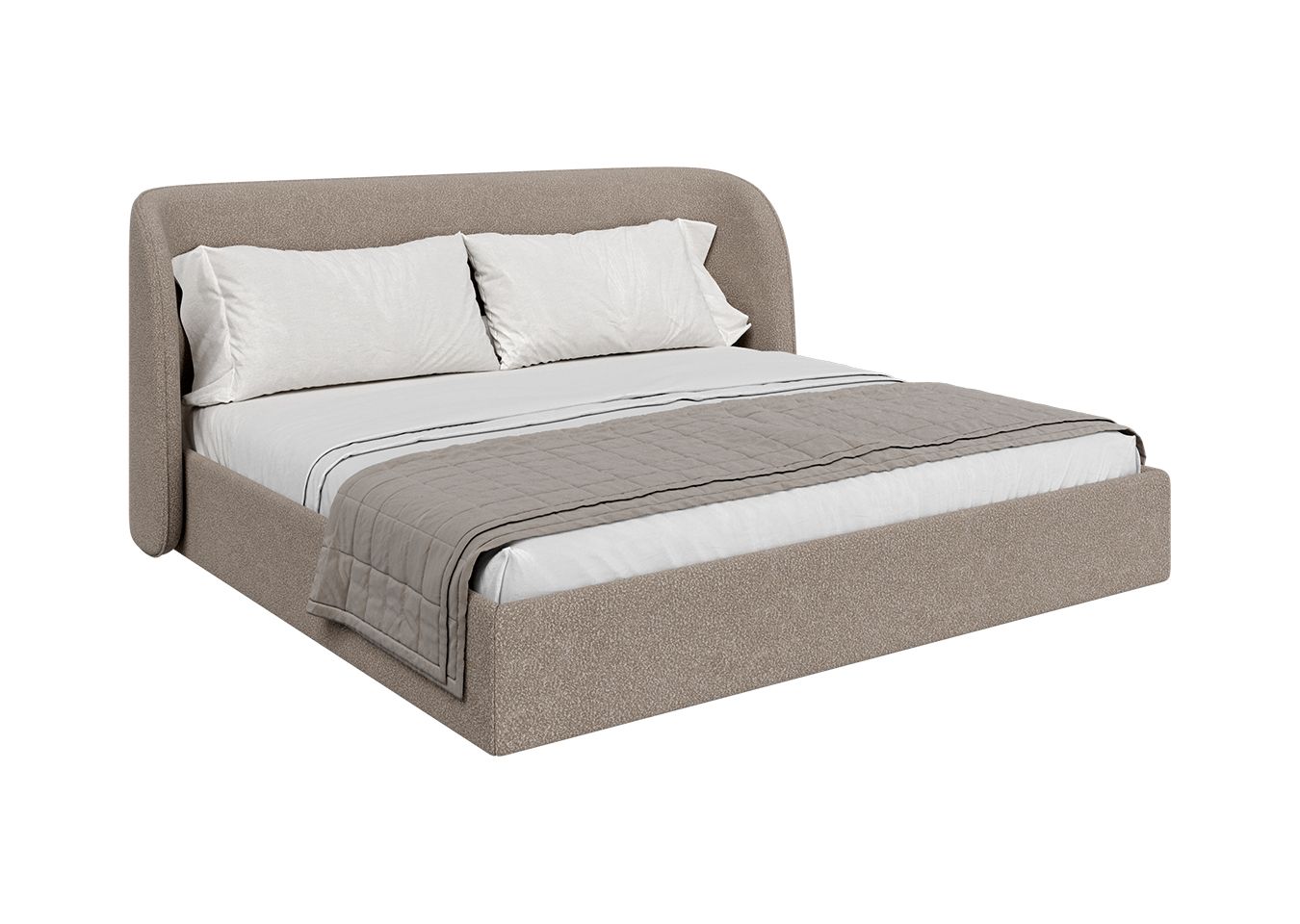 Кровать двуспальная Classic 200 см (бежевый, букле)