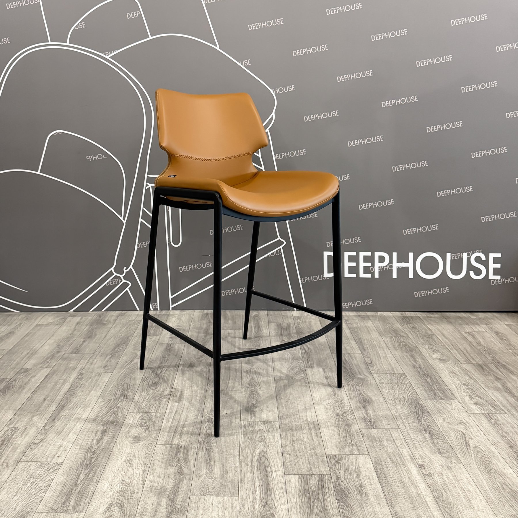 Стул Бремен барный коричневая экокожа ножки черные