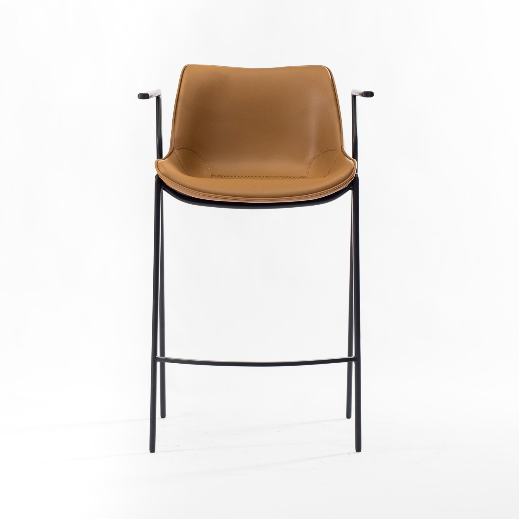 Стул Эссен барный светло-коричневая экокожа ножки черные