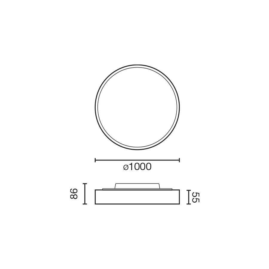 Потолочный светильник Domio Ш1000 95W черный OPAL 3000K CRI80 CASAMBI