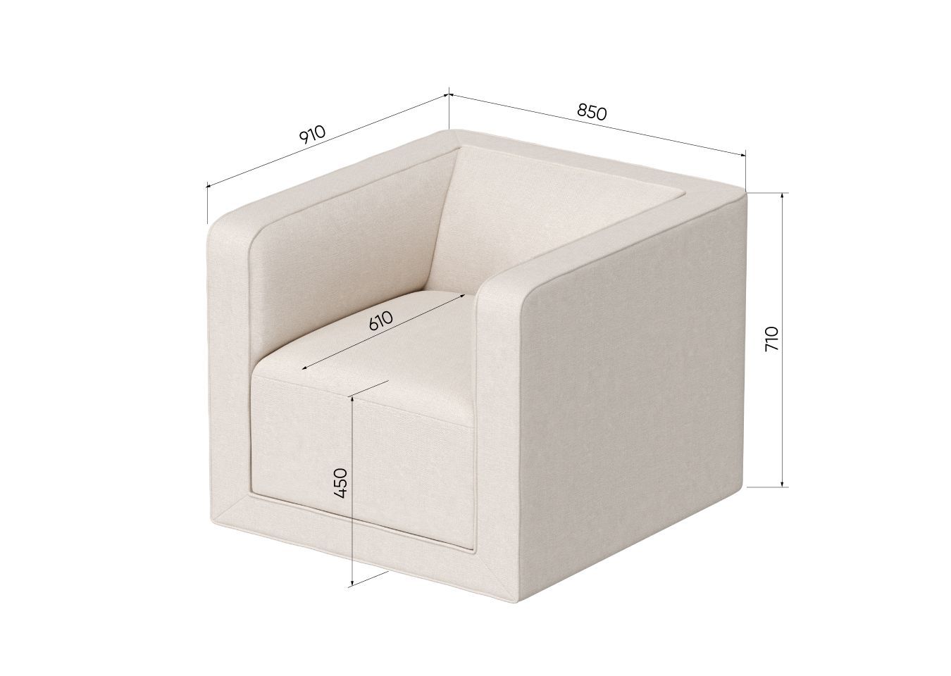 Кресло Cube (серый, твид)