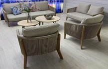 Куршевель кофейный столик из алюминия D60, столешница из искусственного камня