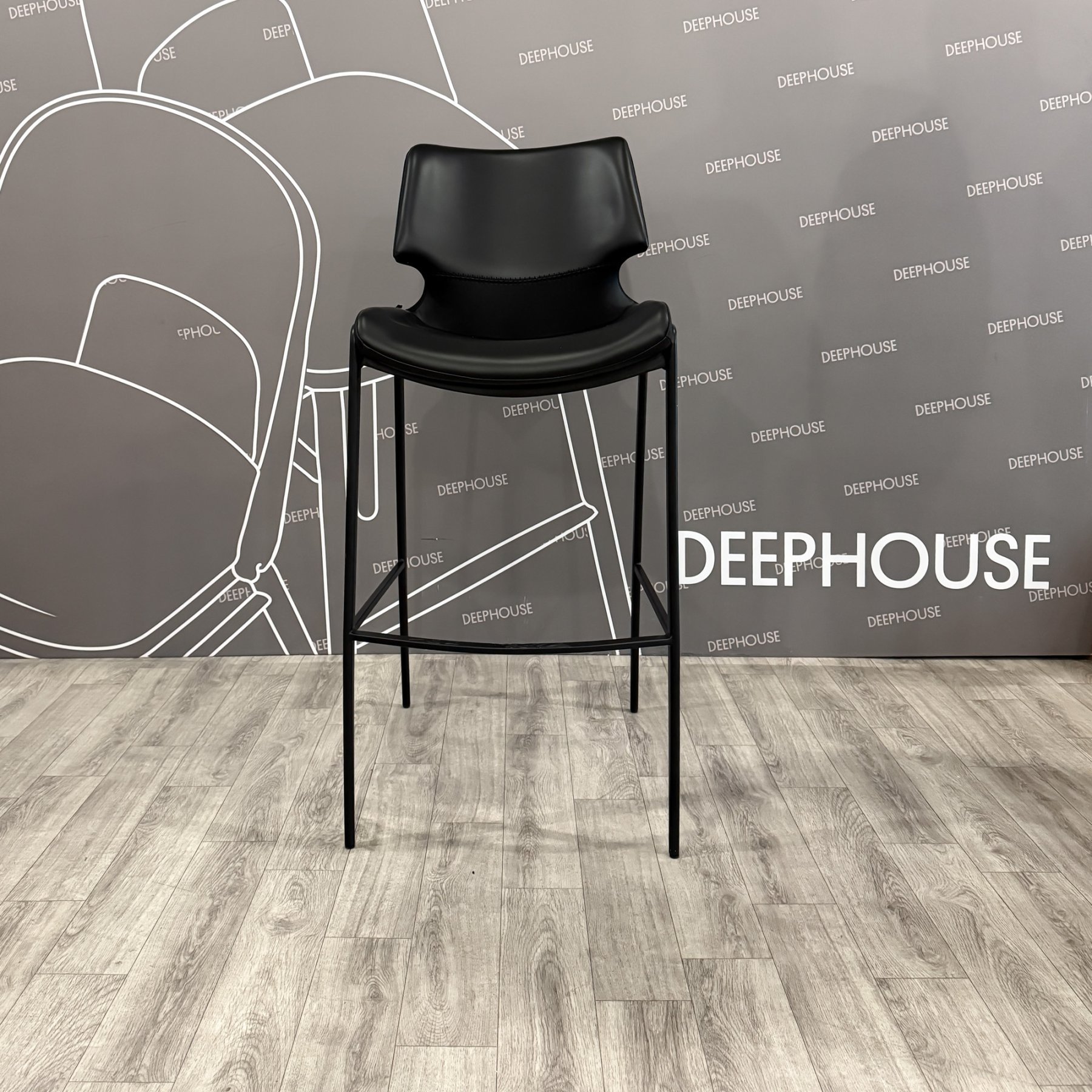 Стул Бремен барный черная экокожа ножки черные