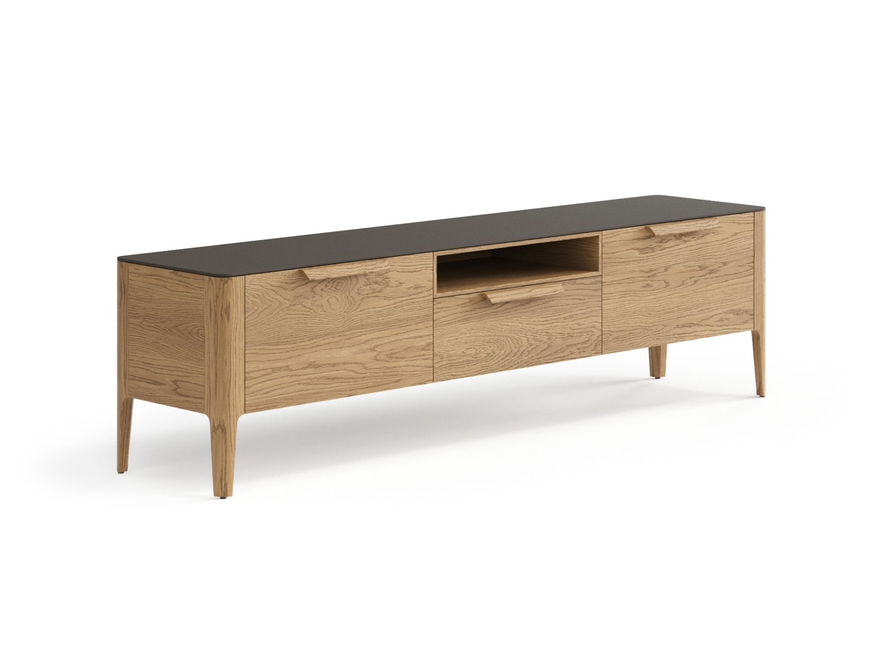 ТВ тумба Piega в цвете дуб мускатный матовый и типом столешницы Супер-матовый антрацит (ХДФ)