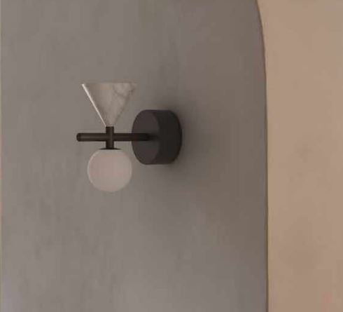 Настенный светильник Oneta черный металл / белый мрамор