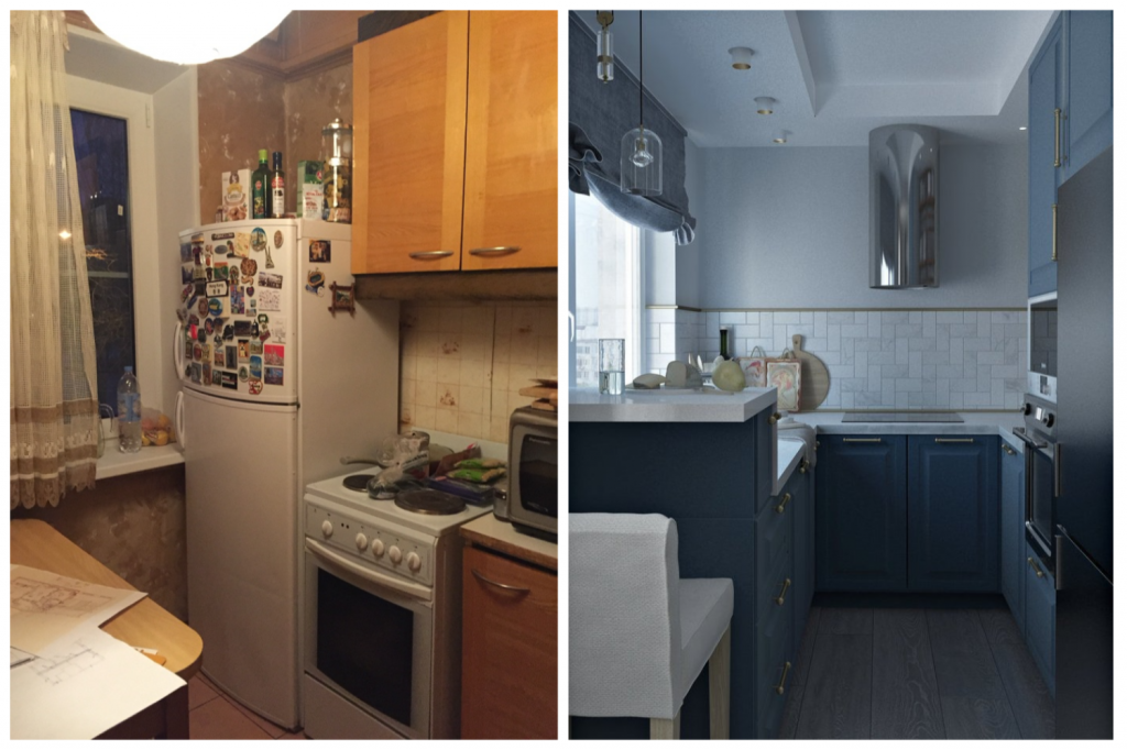 Кухня до и после ремонта