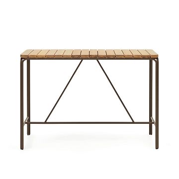 Salguer Барный стол из массива акации и коричневой стали Ø 140 x 70 см
